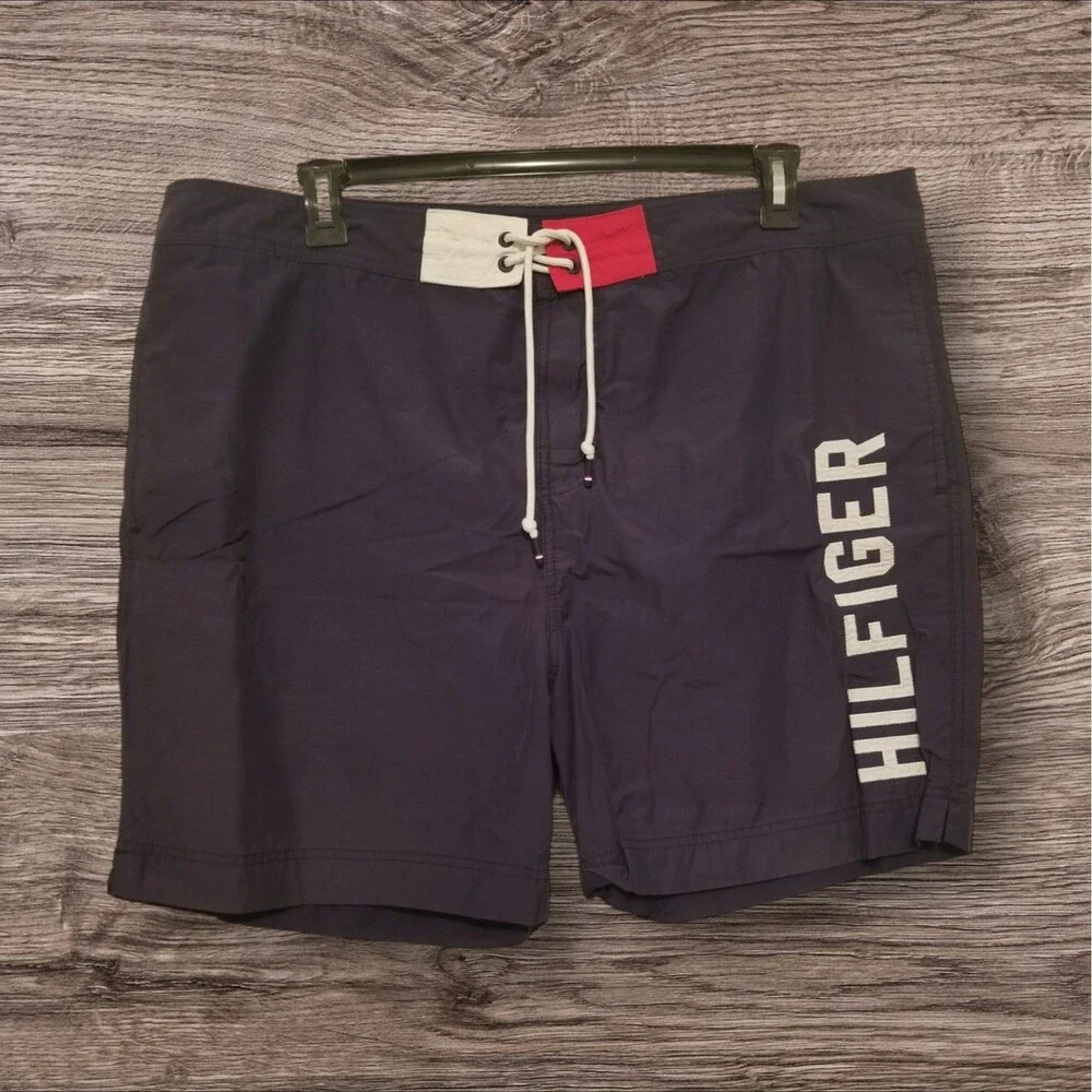 Tommy Hilfiger Men's Shorts LOGO Spell-Out Swim Trunks Mesh Lining Size XXL